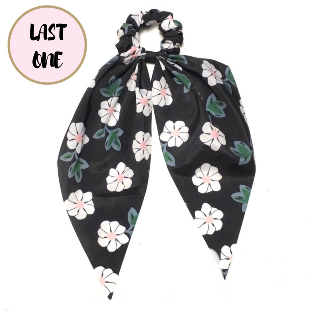 Floral Scrunchie Scarf HairTie Ponytail Holder
